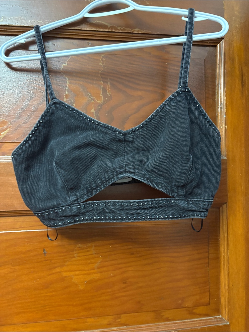 Zara Black Studded Denim Bralette